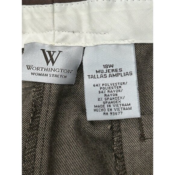 Worthington Flat Front Capri Pants Warm Oak Sz 18W Stretch Modern Fit Neutral - Picture 6 of 10